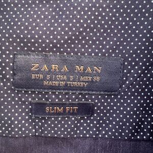 Zara mandarin collar shirt Blue white dot almost new. Free shipping if bundled.